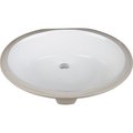 Hardware Resources 17-3/8"x14-1/4" White Oval Undermount Porcelain Bathroom Sink With Overflow H8810WH